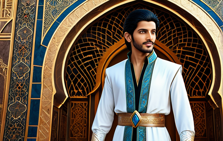 The Prince Returns (Nostalgia and Modernity)**
A fully clothed, modest prince character, inspired by classic Arabian tales, standing before a shimmering portal. The background shows a blend of ancient Arabian architecture and futuristic cityscapes. He is wearing ornate, but appropriate attire. Light effects highlight the transition between past and future. Perfect anatomy, correct proportions, natural pose, well-formed hands, proper finger count, natural body proportions. Safe for work, appropriate content, family-friendly, professional digital art.
**